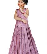 Kids Pink Cotton Silk Lehenga Choli Set For Girls