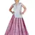 Kids Cotton Silk Silver Top And Pink Lehenga Choli Set 