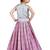 Kids Cotton Silk Silver Top And Pink Lehenga Choli Set 