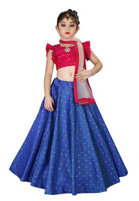 Kids Royal Blue Lehenga Choli Set For Girls  1