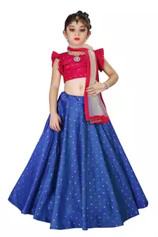 Kids Royal Blue Lehenga Choli Set For Girls 