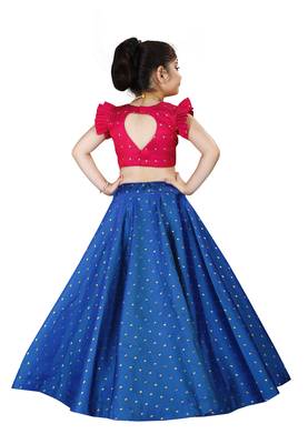 Kids Royal Blue Lehenga Choli Set For Girls  3