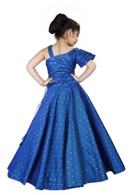 Kids Cotton Silk Royal Blue Designer Lehenga Choli Set  3