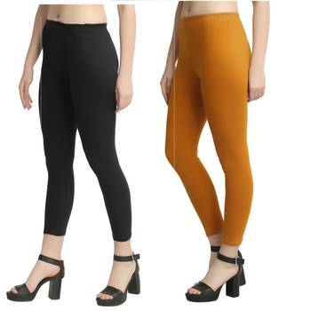 Multicolor plain cotton leggings 1