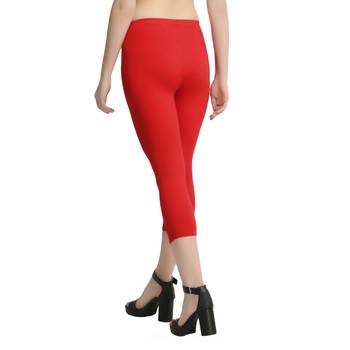 Red plain cotton leggings 2