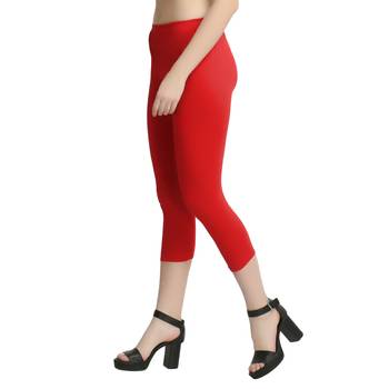 Red plain cotton leggings 3