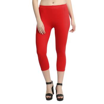 Red plain cotton leggings 4