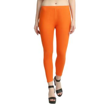 Orange plain cotton leggings 4