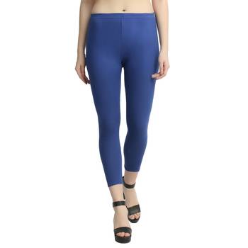 Blue plain cotton leggings 1