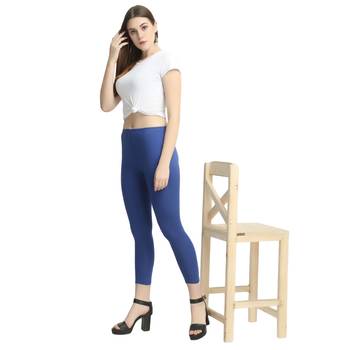 Blue plain cotton leggings 4
