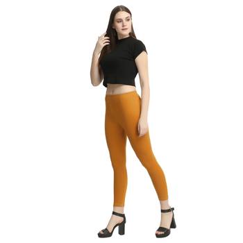 Brown plain cotton leggings 5
