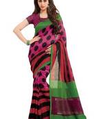 Pink plain jute silk saree with blouse