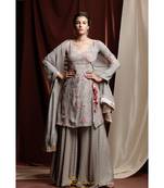 grey embroidered crepe kurta sets