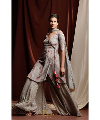 grey embroidered crepe kurta sets 3