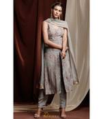 grey embroidered crepe kurta sets