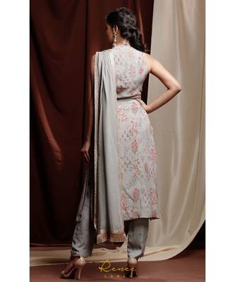 grey embroidered crepe kurta sets 2