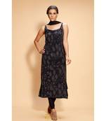 blue embroidered crepe kurta sets