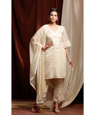 gold embroidered cotton kurta sets 1