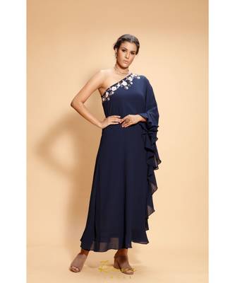 blue embroidered georgette kurta sets 3