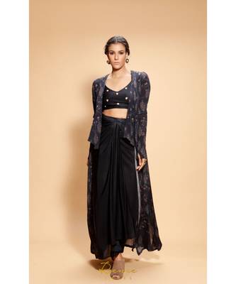 blue embroidered crepe kurta sets 1