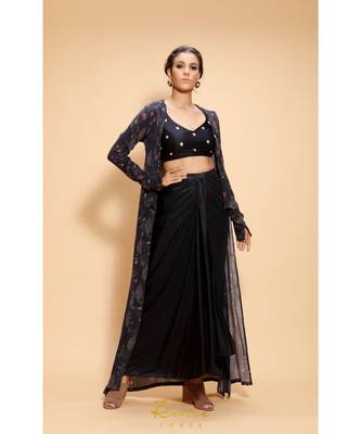 blue embroidered crepe kurta sets 2