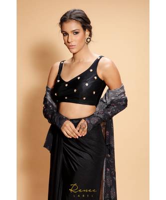 blue embroidered crepe kurta sets 5