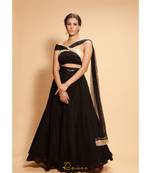 black embroidered crepe kurta sets