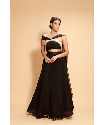 black embroidered crepe kurta sets 2