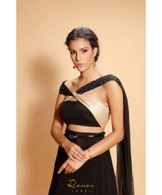 black embroidered crepe kurta sets 5