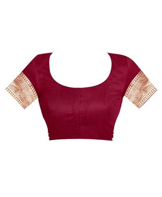 Maroon hand woven banarasi silk saree with blouse 5