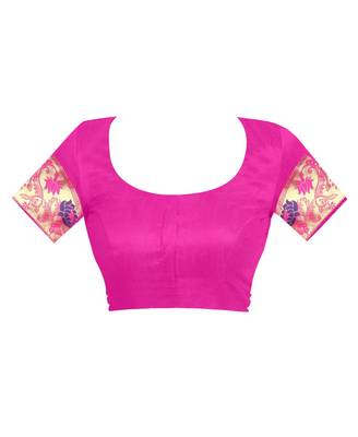 Pink hand woven banarasi silk saree with blouse 5