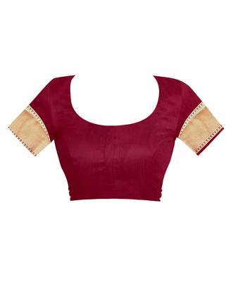 Maroon hand woven banarasi silk saree with blouse 5