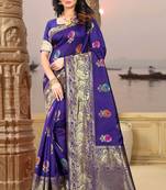 Purple hand woven banarasi silk saree with blouse