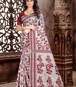 Maroon hand woven banarasi silk saree with blouse