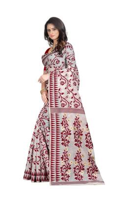 Maroon hand woven banarasi silk saree with blouse 3