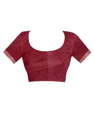 Maroon hand woven banarasi silk saree with blouse 5