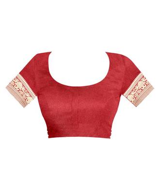 Maroon hand woven banarasi silk saree with blouse 5