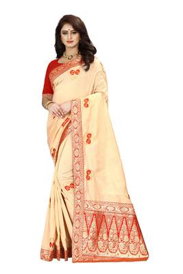 Chiku hand woven banarasi silk saree with blouse 1