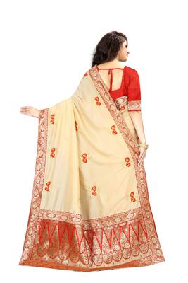 Chiku hand woven banarasi silk saree with blouse 3