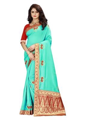 Green hand woven banarasi silk saree with blouse 1