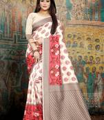 Pink hand woven banarasi silk saree with blouse