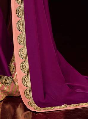 Purple embroidered silk saree with blouse 4