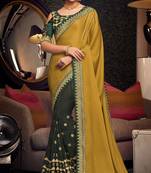 Yellow embroidered silk saree with blouse