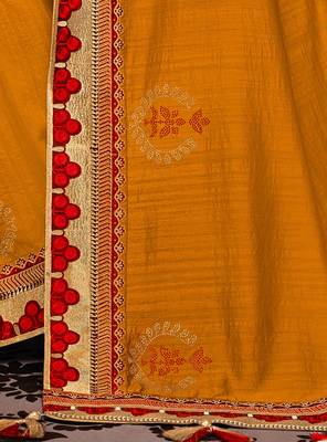 Orange embroidered silk saree with blouse 4