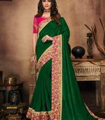Green Embroidered Silk Blend Saree With Blouse