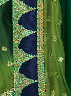 Green embroidered silk saree with blouse 3