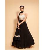 black embroidered crepe readymade lehenga cholis