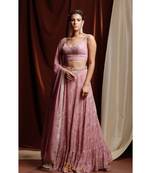 pink embroidered georgette readymade lehenga cholis