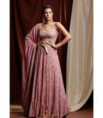 pink embroidered georgette readymade lehenga cholis