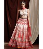 red embroidered silk readymade lehenga cholis